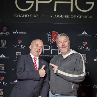 Ueli Maurer, président of the Swiss Confédération and Philippe Starck, members of the jury 2013