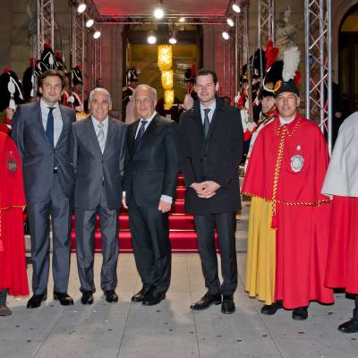 Guillaume Barazzone (National councillor and administrativ councillor of the city of Geneva), Carlo Lamprecht (President of the Foundation of the GPHG), Johann Schneider-Ammann (Federal councillor) and Pierre Maudet (State councillor)