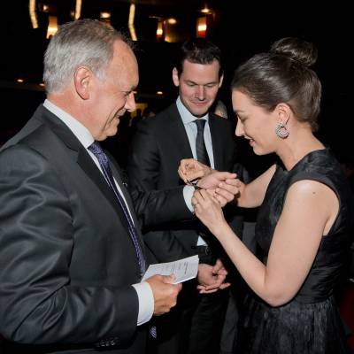 Johann Schneider-Ammann (Federal councillor), Pierre Maudet (State councillor) and Carine Maillard (Director of the GPHG Foundation)