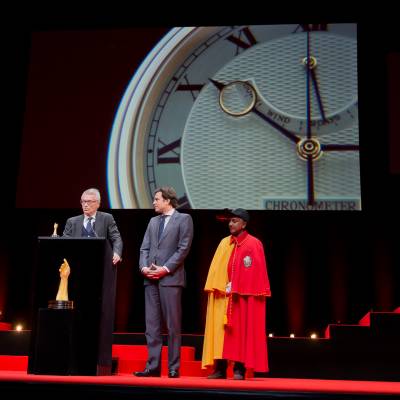 Dr Helmut Crott (Owner of the brand Urban Jürgensen & Sonner, winner of the Men’s Watch Prize 2014) and Guillaume Barazzone (National councillor and administrativ councillor of the city of Geneva)