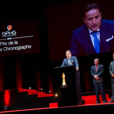 Pierre Jacques (CEO of De Bethune, winner of the Chronograph Watch Prize 2014), Moritz Elsaesser and Jean-Philippe Arm (jury members)