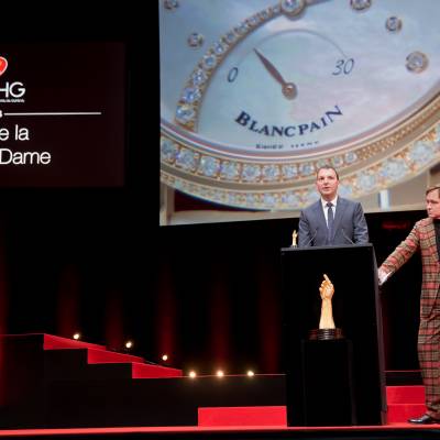 Vincent Becchia (Directeur produit de Blancpain, marque lauréate du Prix de la Montre Dame 2014) et Nick Foulkes (membre du jury)