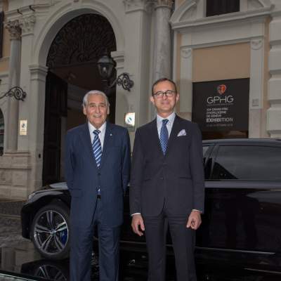 Carlo Lamprecht, Presidente della Fondation du GPHG e Sergio Solero, Presidente ed Amministratore delegato per BMW Italia