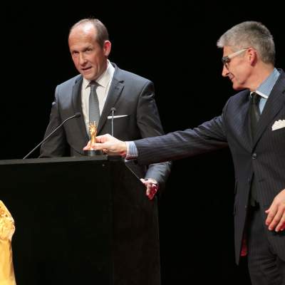 Steve Amstutz (Vice-Président CCO de Parmigiani Fleurier) et Ezio Galante (Vice-président Chief Financial Officer de Parmigiani Fleurier), lauréats du Prix de la Montre Chronographe 2017 et du Prix de la Montre à Fuseaux Horaires 2017