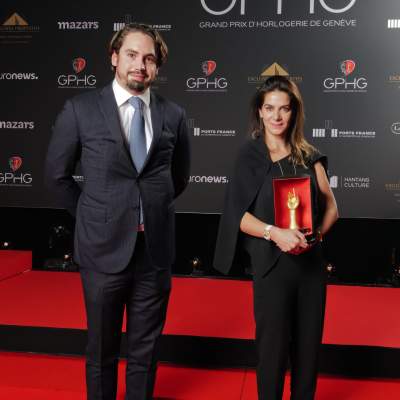 Chabi Nouri, CEO de Piaget, lauréat du Grand Prix de l’Aiguille d'Or et Quentin Epiney, Membre de la Direction Générale du groupe Comptoir Immobilier et Responsable de la division prestige du groupe