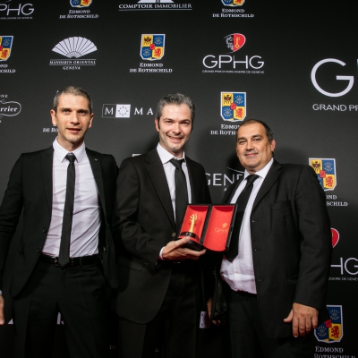 Micke Pintus, Yannick Pintus, Jean-Luc Perrin (horlogers de Vacheron Constantin, marque lauréate du Prix du Jury) 
