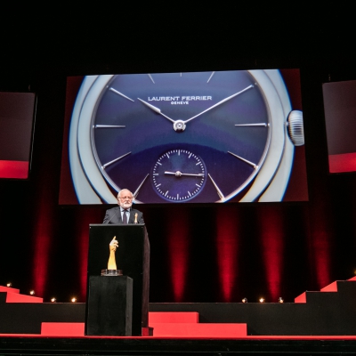 Laurent Ferrier (Fondateur de Laurent Ferrier, marque lauréate du Prix Révélation Horlogère 2015), avec Elizabeth Doerr (membre du jury)