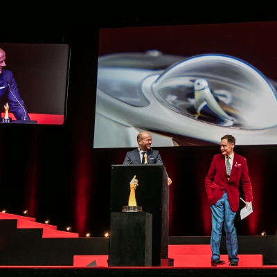 Christian Lattmann (Senior Executive Vice President de Jaquet Droz, marque lauréate du Prix de l’Exception Mécanique 2015) avec Nick Foulkes (membre du jury)