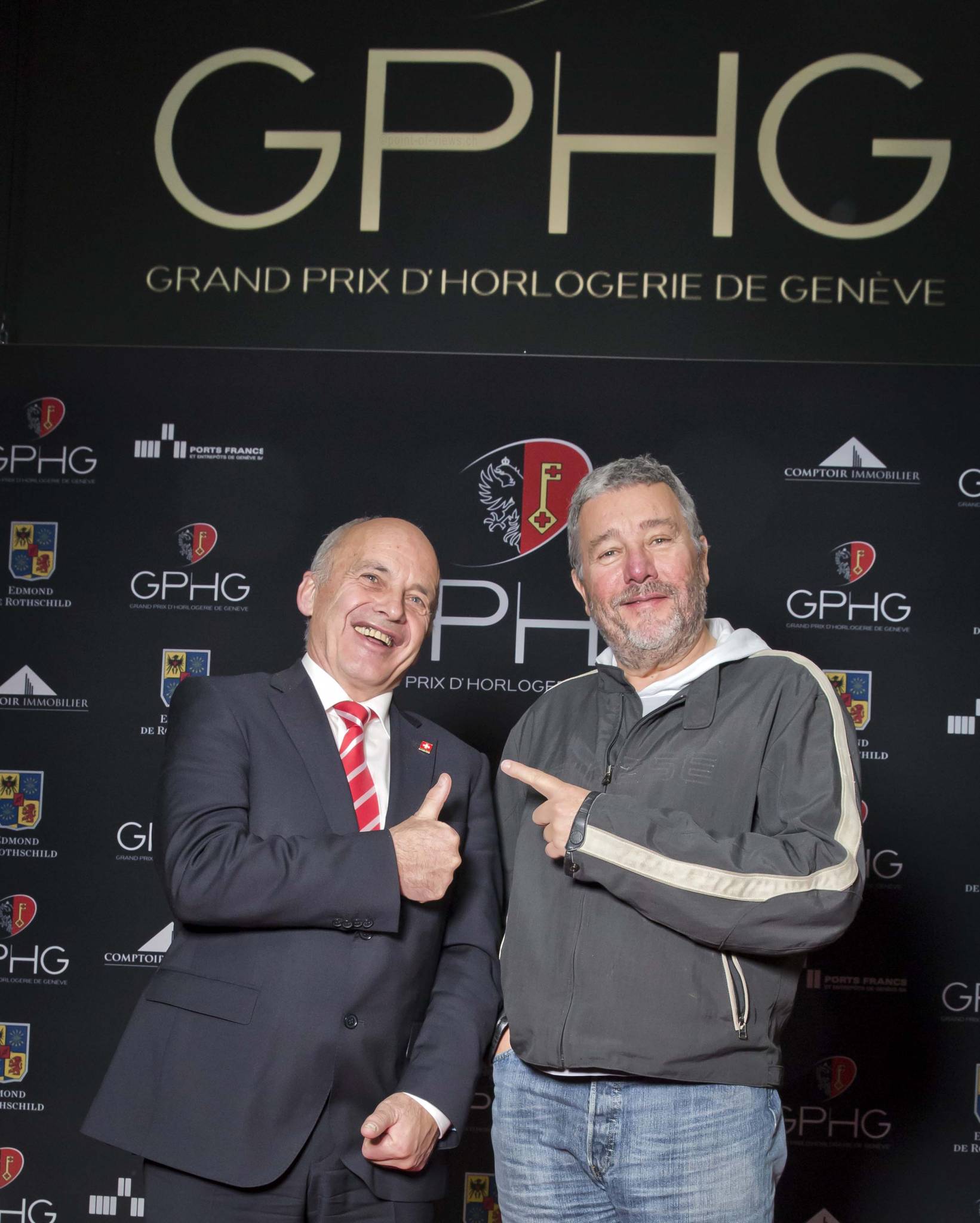 Ueli Maurer, président of the Swiss Confédération and Philippe Starck, members of the jury 2013