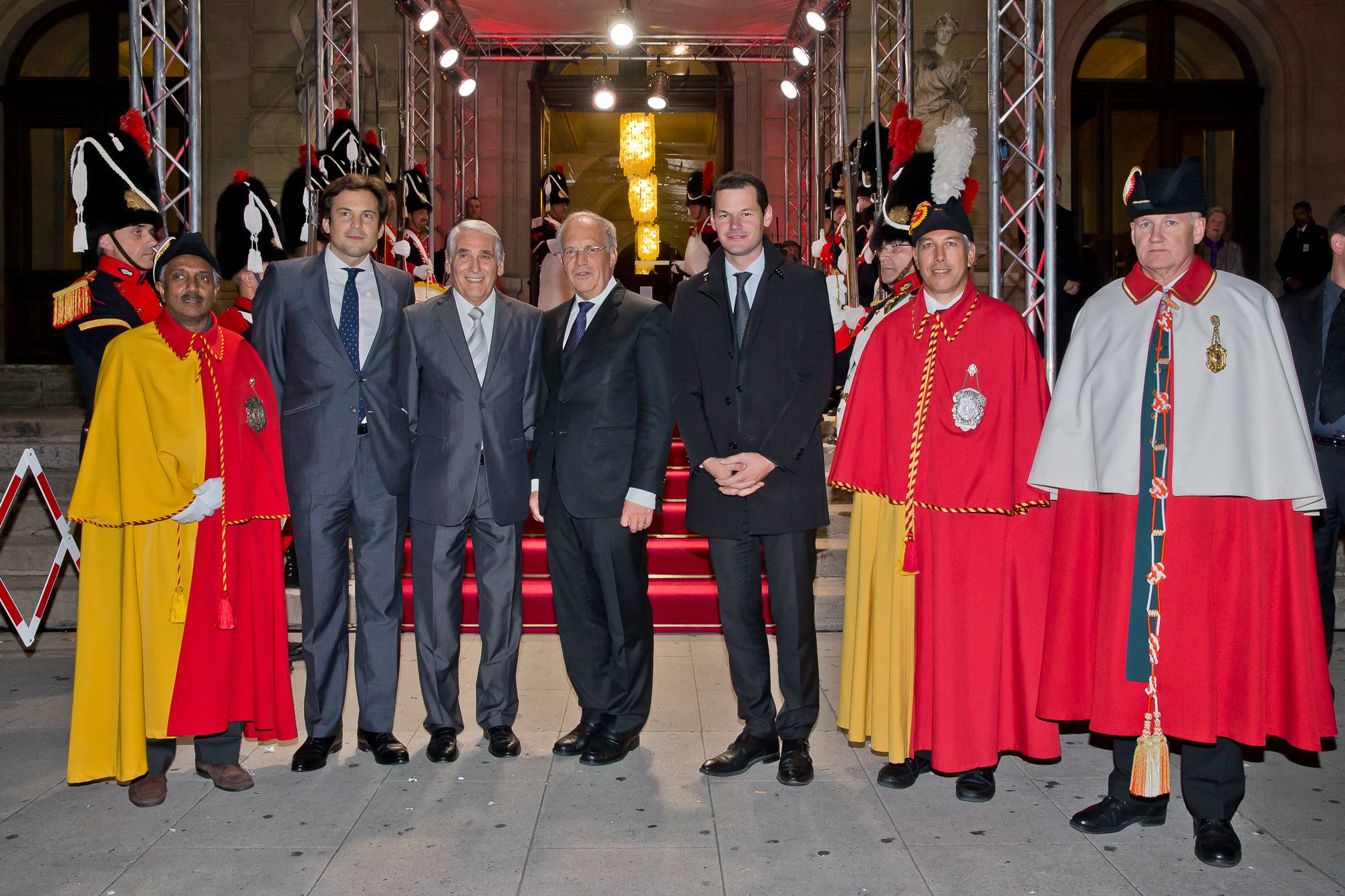 Guillaume Barazzone (National councillor and administrativ councillor of the city of Geneva), Carlo Lamprecht (President of the Foundation of the GPHG), Johann Schneider-Ammann (Federal councillor) and Pierre Maudet (State councillor)