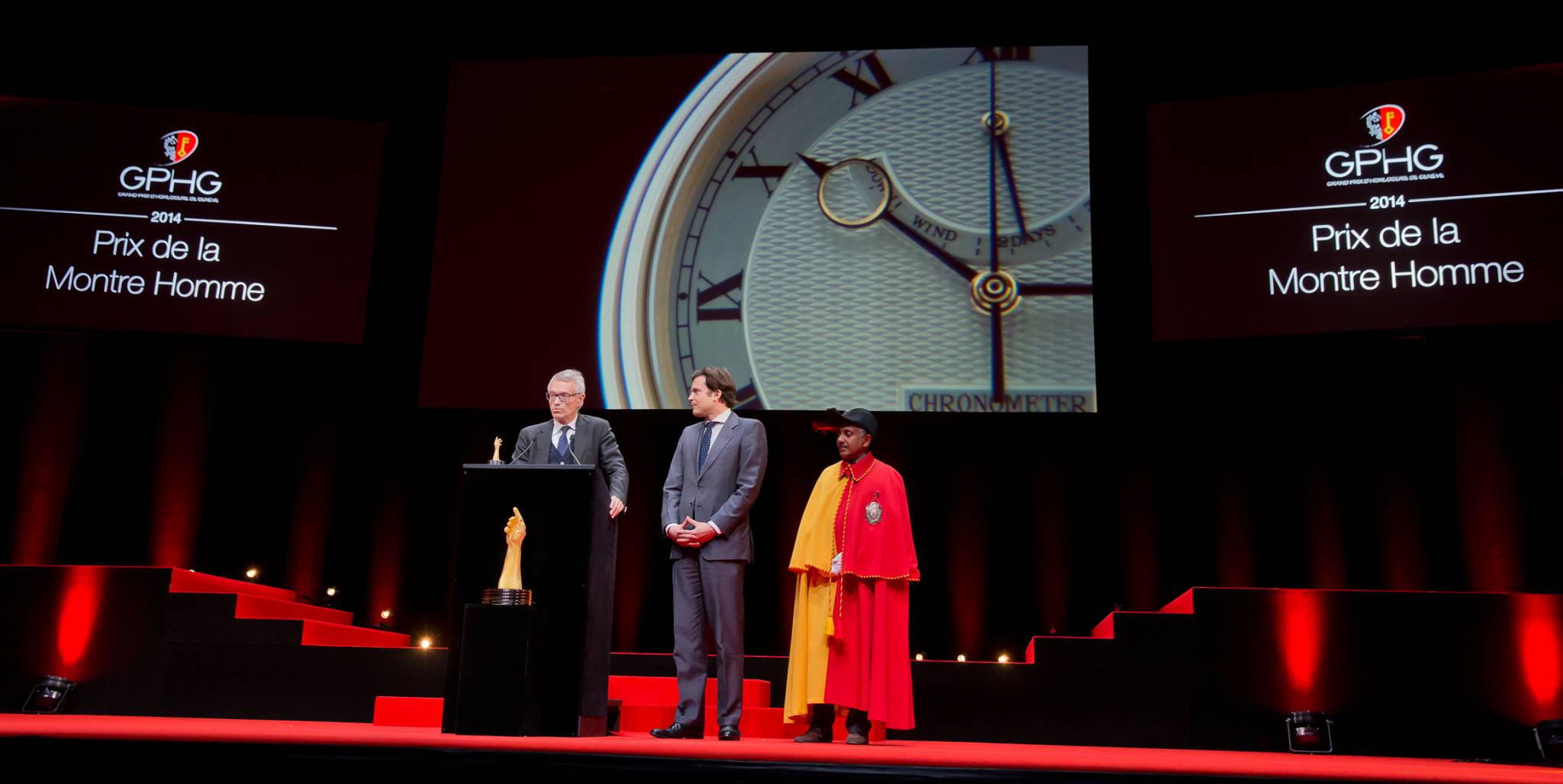Dr Helmut Crott (Owner of the brand Urban Jürgensen &amp; Sonner, winner of the Men’s Watch Prize 2014) and Guillaume Barazzone (National councillor and administrativ councillor of the city of Geneva)
