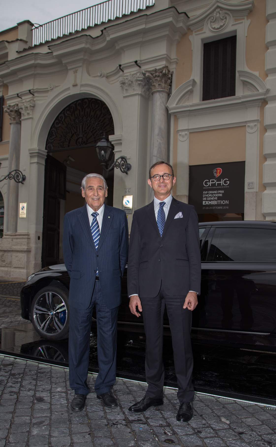 Carlo Lamprecht, Presidente della Fondation du GPHG e Sergio Solero, Presidente ed Amministratore delegato per BMW Italia