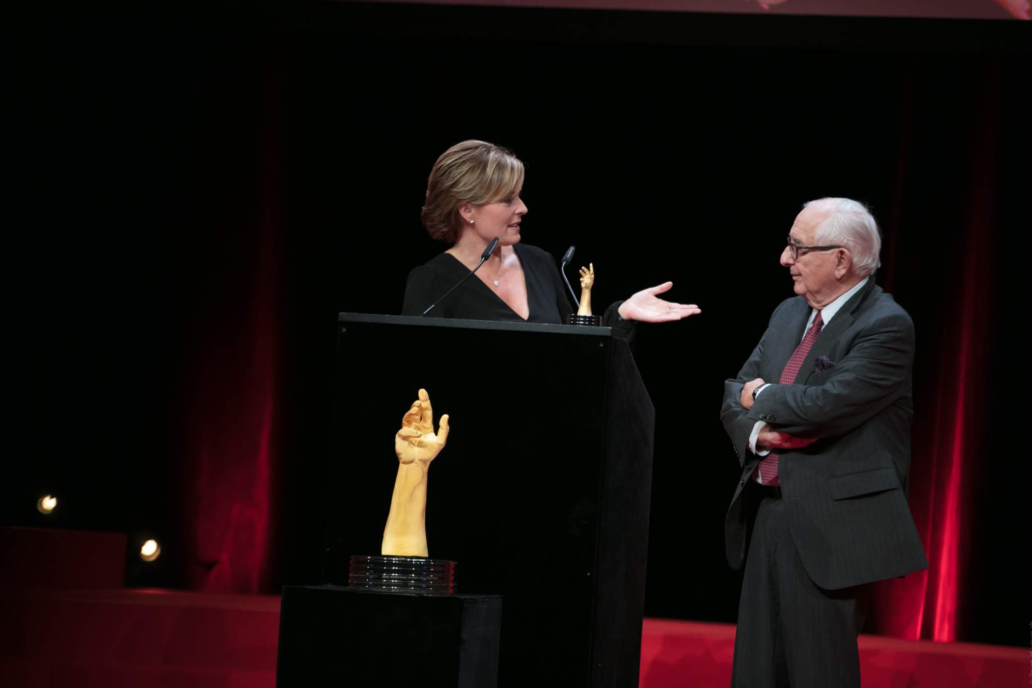 Valérie Servageon (Marketing director of TAG Heuer) and Jack Heuer (Honorary Chairman of TAG Heuer, winner of the Revival Watch Prize)
