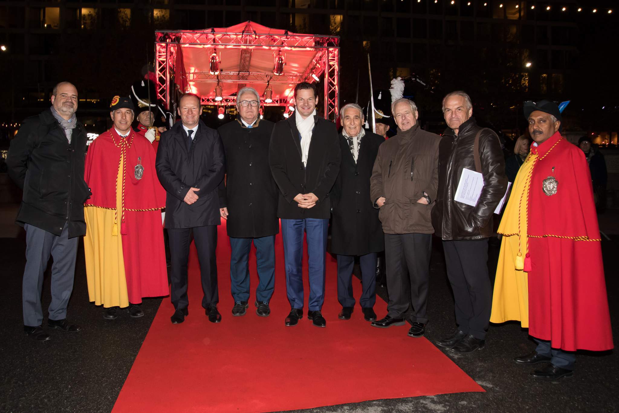 Sami Kanaan (Administrativ Councillor), Serge Dal Busco, Luc Barthassat and Pierre Maudet (State Councillors), Carlo Lamprecht (President of the GPHG Foundation), Prince Philipp von und zu Liechtenstein (Chairman of LGT), Rémy Pagani (Mayor of the City of Geneva)