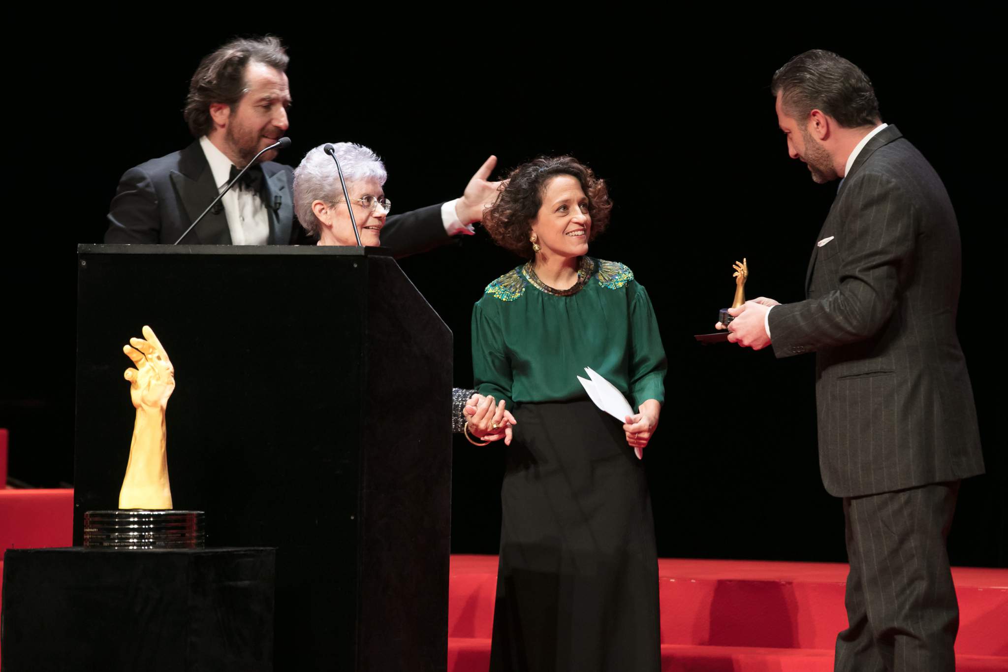 Edouard Baer (MC), Suzanne Rohr and Anita Porchet (winners of Special Jury Prize 2017) and Aurel Bacs (President of the jury of the GPHG 2017)