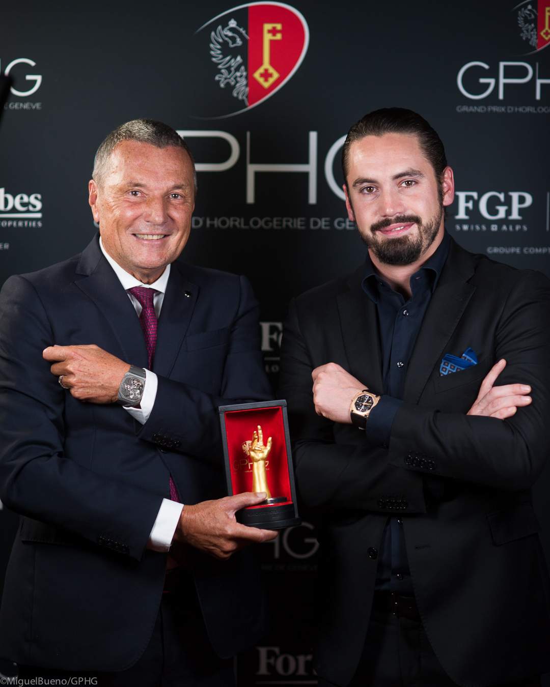Jean-Christophe Babin, CEO of Bulgari Group, winner of the Audacy Prize 2022 and Quentin Epiney, Founder and CEO of FGP SWISS &amp; ALPS