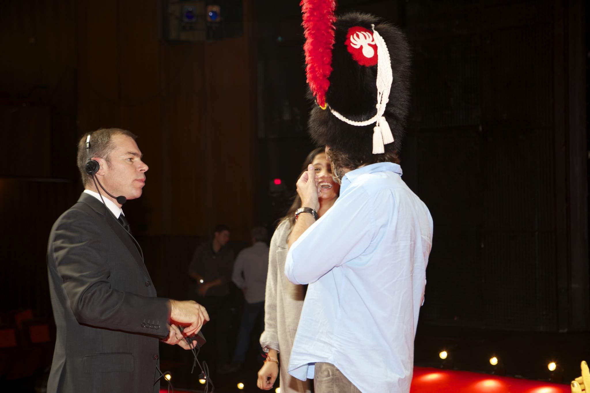 Vincent Gonet (CEO de Point Prod’ SA), Melanie Winiger et Frédéric Beigbeder (présentateurs de la cérémonie du GPHG 2014)