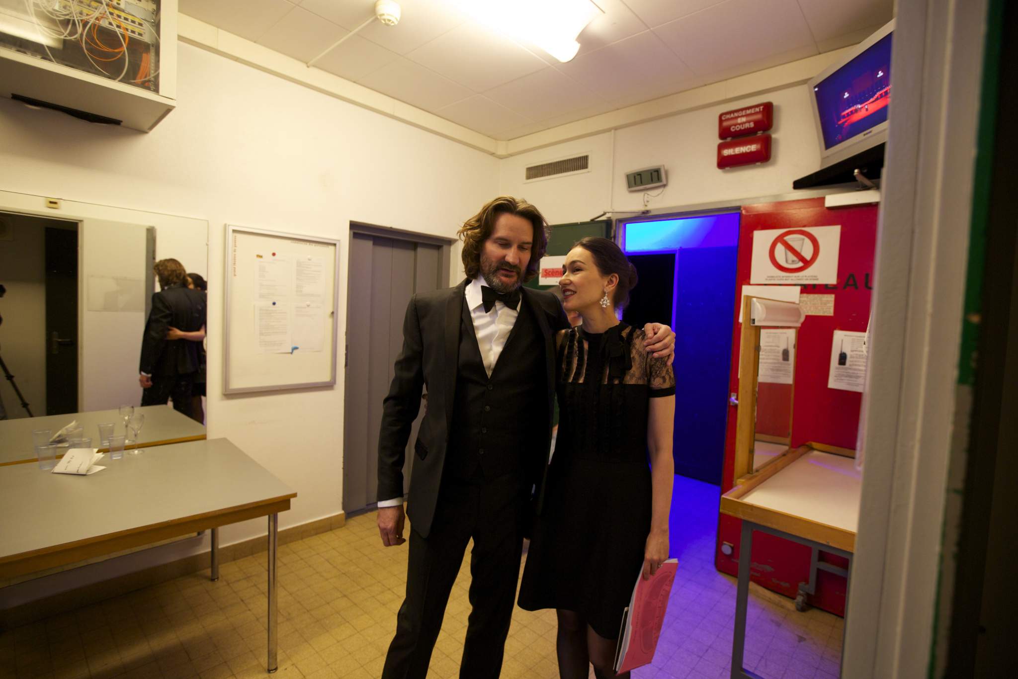 Frédéric Beigbeder (présentateur de la cérémonie du GPHG 2015) et Carine Maillard (Directrice de la Fondation du GPHG)