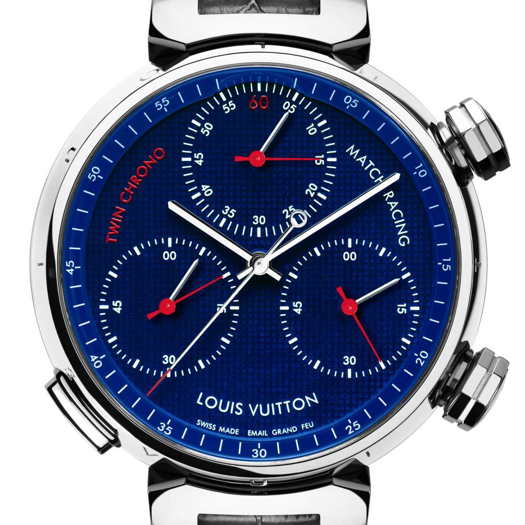LOUIS VUITTON, TAMBOUR LV 277 LV CUP WHITE GOLD AUTOMATIC CHRONOGRAPH  WRISTWATCH WITH DATE DISPLAY, LIMITED EDITION OF 120 EXAMPLES TO  COMMEMORATE THE 20TH ANNIVERSARY OF THE LOUIS VUITTON CUP REGATTA RACE