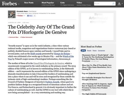 forbes.com - The Celebrity Jury Of The Grand Prix D'Horlogerie De Genève