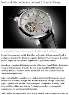 tdg - Le Grand Prix de Genève décerné à Greubel Forsey